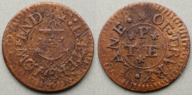 Lower End of Drury Lane, T Peeters (crown & anchor) farthing
